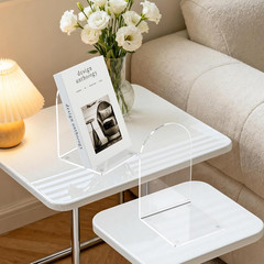 4 Pcs Acrylic Bookends, Clear Book Ends for Heavy Books, Bookend Holders for She