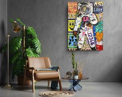 Cool Moon Astronaut Banksy Graffiti Street Art Canvas Print Wall Art