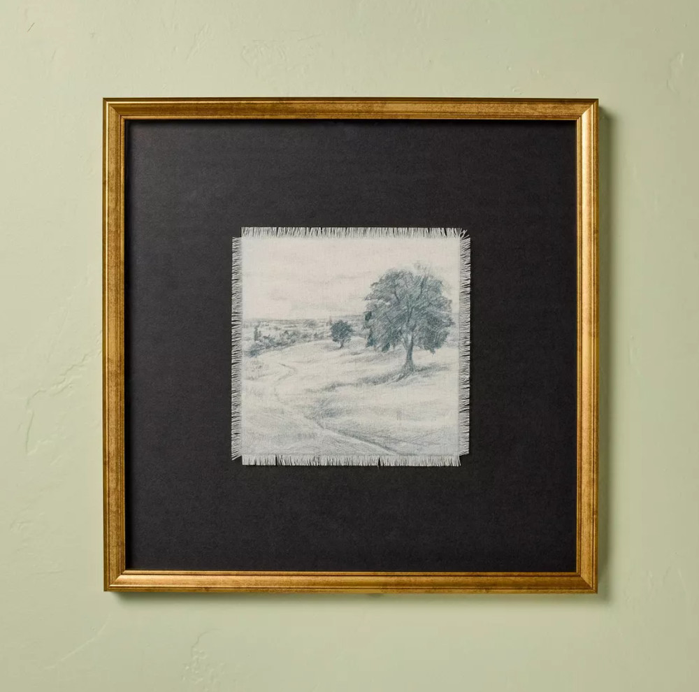 18″x18″ Square Matte Black Landscape Framed Wall Art – Hearth & Hand w/ Magnolia