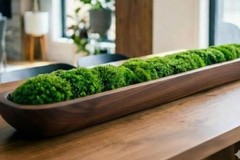 Long Moss bowl centerpiece for dining table Dark Brown Walnut – 20x6x3 inch