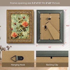 Poster Frame Ornate Bronze, Horizontal and Vertical Wall Display With Real Glass