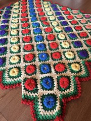 Vintage handmade crochet 3D flower afghan blanket 58×58