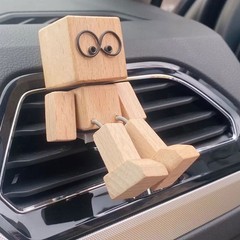 Wooden Man Figurine Shaking Wooden Man Figure Decoration Desktop KU
