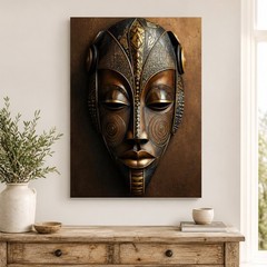 African Mask Canvas Wall Art Tribal Mask Print Afrocentric Wall Decor Ethnic Art