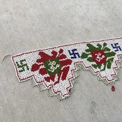 Vintage Glass Beads Handcrafted Ethnic Toran Door Valance Good Luck Kalash 42×5″