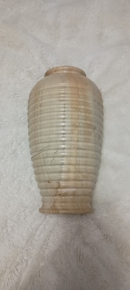 Large, Beautiful Stone Vase Made In Pakistan Heavy Olive Jar Earth Tones Vessel