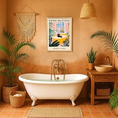 Wood Framed Funny Bathroom Wall Art, Henri Matisse Black Cat Wall Decor, Cute…