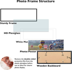12X36 Picture Frame with 10X30 Mat Set of 4, Display Photo 10X30 with Mat or 12