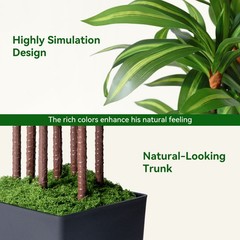 Artificial Dracaena Tree with Lights, 5Ft Fake Plants Black Tall Planter Indoor
