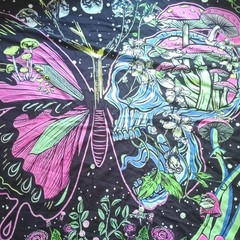 Psychedelic Skull Graphic Wall Tapestry 58 x 78 in 100% Polyester Black