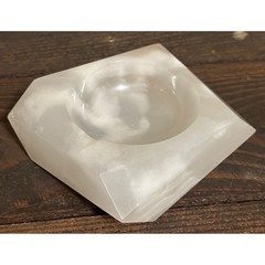 Vtg Octagon White Onyx Ashtray Made in Pakistan Home Decor Accent 4″x4″x1.25″