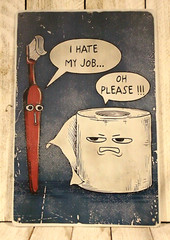 I Hate My Job Tin Metal Sign Funny Bathroom Decor Toilet Paper Toothbrush 8×12
