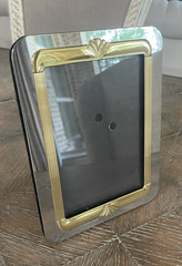 Vtg Art Deco Style 5×7 Metal Brass Photo Frame Portrait Picture Easel Back