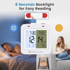 Small Digital Atomic Alarm Clock for Bedroom, 3.15 Inch Portable Travel White