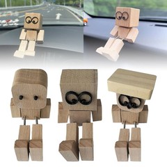Wooden Man Figurine Shaking Wooden Man Figure Decoration Desktop KU