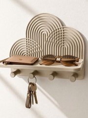 Modern Key Rack With 4 Hooks – Wall Mount Organizer For Hallway Entryway