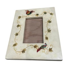 Hand Painted Rooster Vine Wooden Picture Frame Rustic Farmhouse 10in
