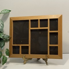 Vintage Oak Wood Collage Horizontal Wall Picture Frame, 9 Openings, 10.5×14