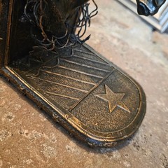 Vintage Bronze Horse Head Bookends Western Star Equestrian Decor Set of 2