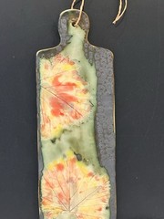 Vintage French Studio Pottery Leaf Wall Plaque 10” Signed Sophie Papazian