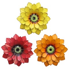 Metal Flower Wall Decor – 3 Pcs Outdoor Wall Art Backyard Decorations Spring