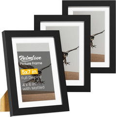 5×7 Picture Frames Set of 3 Black Photo Frame w/4×6 Mat Wall Tabletop Decor