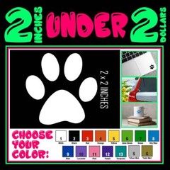 2″ Paw Print Decal Vinyl Die Cut Sticker Dog Pawprint Cat Love Pet Kitty Puppy