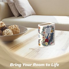 G128 6.5 In Tall Book-Shaped Decorative Vase Peacock Pattern