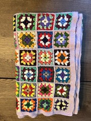 Vintage Granny Square Crochet Afghan Throw Blanket 45″ x 57″