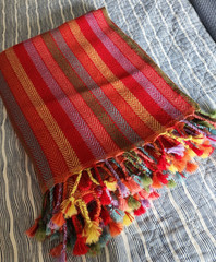SOL Alpaca Peru 100% Baby Alpaca Throw Blanket Multicolor Herringbone Fringe