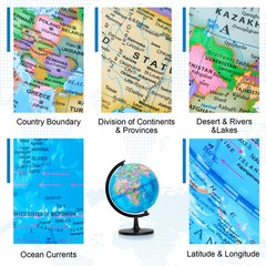 10in Kids World Globe Earth Ocean Rotating World Map Geography w/ Stand Desk US