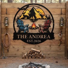 Personalized Camper Metal Sign Custom Cabin Camping Family Name Decor