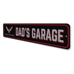 Corvette Dad’s Garage Sign Personalized Aluminum Chevrolet Man Cave Wall Decor