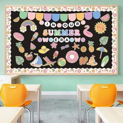 Summer Bulletin Board Decorations 126Pcs, in Our Summer Era Cutouts Border Tr…