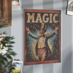 Retro MAGIC Wall Art, Vintage Magician Poster, Illusionist Decor, Slight Of Hand