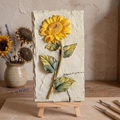 3D Floral Relief Resin Plaque Wall Decor, Painted Multicolor Rectangle Panel