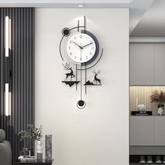 Large Wall Clock Decorative Modern Clock with Pendulum Silent 13.8*29 in White