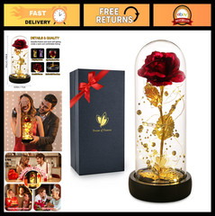 Eternal Colorful Glass Rose with Gold Foil – Mother’s Day, Birthday & Anniversar