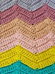Handmade Crochet Afghan Blanket Appox. 54″ x 45″ Bright Pastel Chevron Pattern