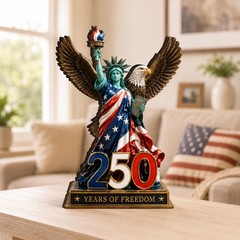 USA 250th Anniversary Statue of Liberty Wooden Block, 1776 2026 Patriotic Eagle