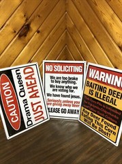 Lot Of 3 No Soliciting Warning Aluminum Metal Hang Sign 17” x 12” Brand New