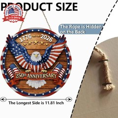 USA 250th Anniversary Decoration, Wooden 4th of July Eagle Door Sign 1776-2026 F