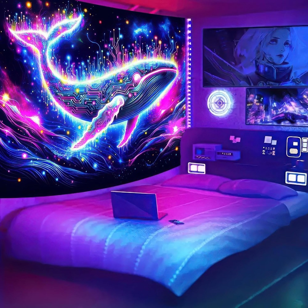 Blacklight Tapestry Glow In The Dark Tapestry UV Reactive Tapestry 78×59 Inches