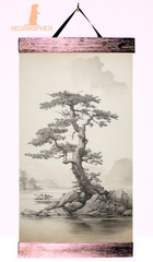 12″x18″ Custom Canvas Wall Scroll Japenese Landscape Solid Wood ws6
