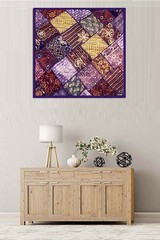 40″ Purple Wall Hanging Handmade Art Square Branded Gift Tapestry Vintage Beaded