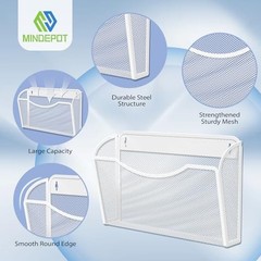 Wall File Organizer,Hanging Wall Mounted File Folder 3Pack Standard White