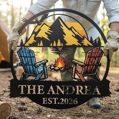 Personalized Camper Metal Sign Custom Cabin Camping Family Name Decor