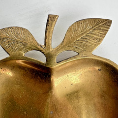 Solid Brass Apple Dish India Vintage Trinket Tray Fruit Decor 6in Mid Century 6″