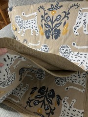 Anthropologie Lion Pattern Knit Throw Blanket 100% Cotton 53″x65″ Beige Safari