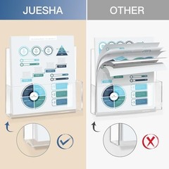 JUESHA 2 Pack Clear Acrylic File Holder Wall Mount Self 13 x 9.5 in White